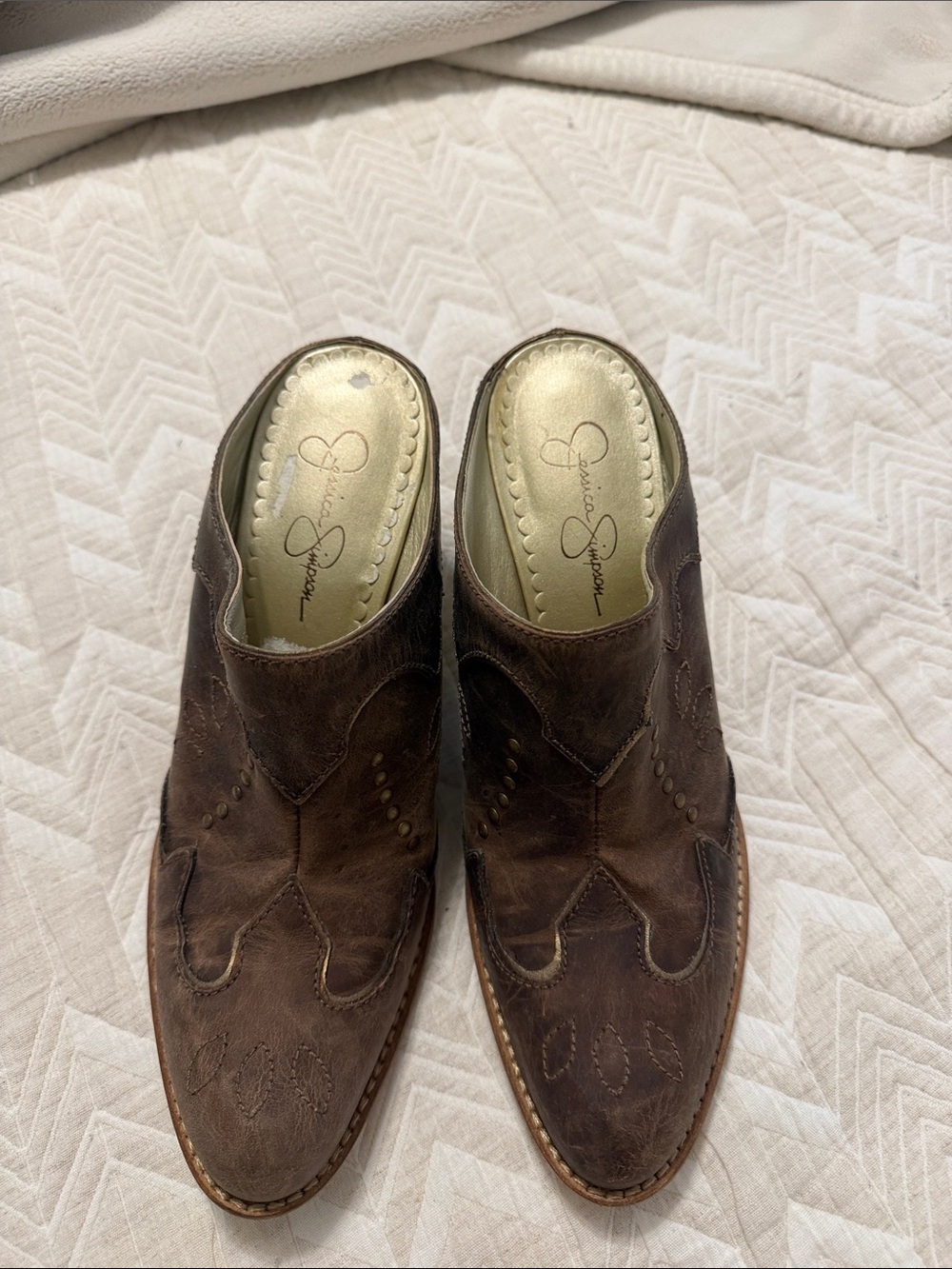 Jessica Simpson Brown Western Slip-On Mule Boots 8